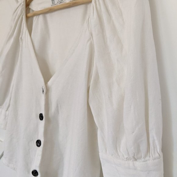 Zara puff short sleeve button up blouse Sz/ XS - Picture 7 of 9
